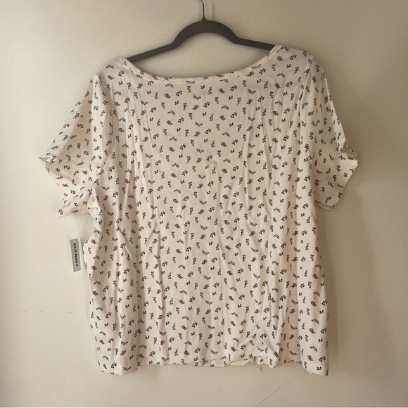 Old navy Ribbed Floral Button Top Plus Size 3X Cream Stretch Scoop Neck NWT - Picture 10 of 13